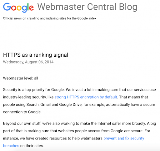 Google ยืนยันว่าใช้ HTTPS